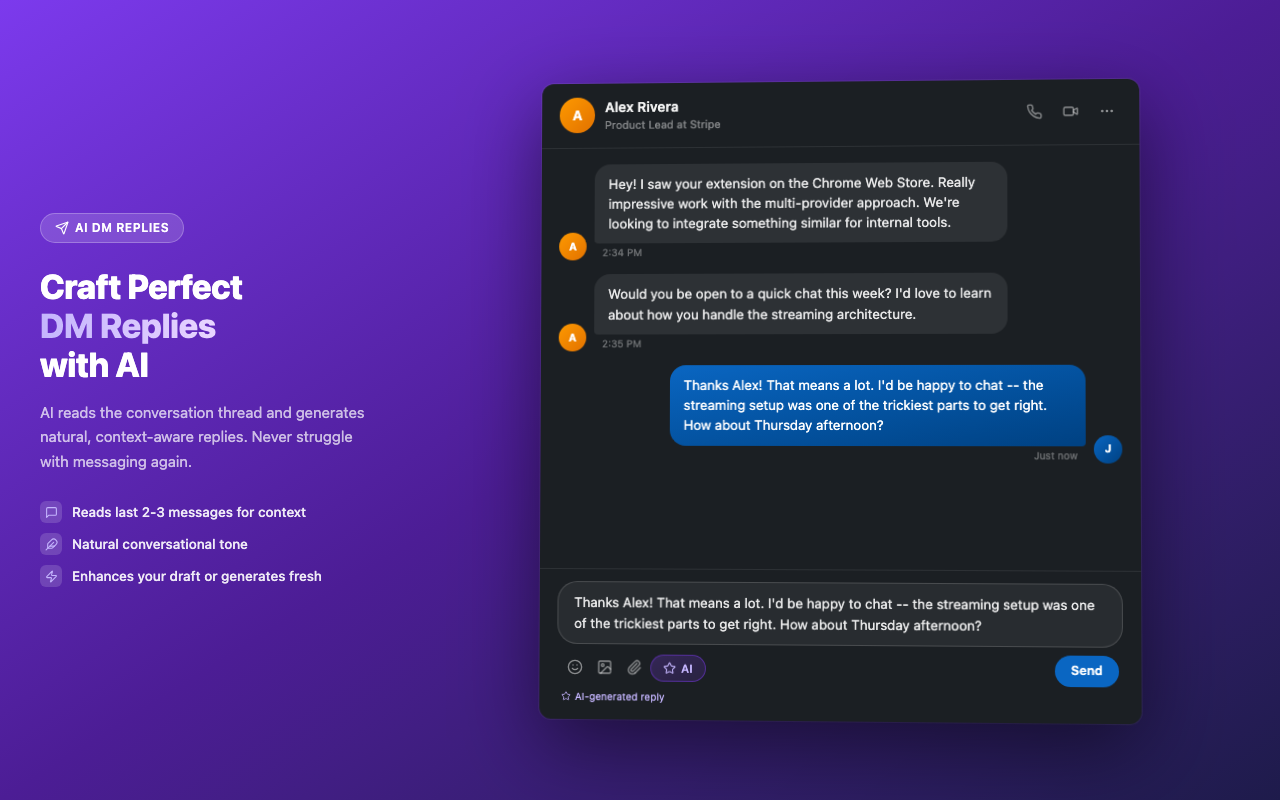 DM Reply Mode screenshot