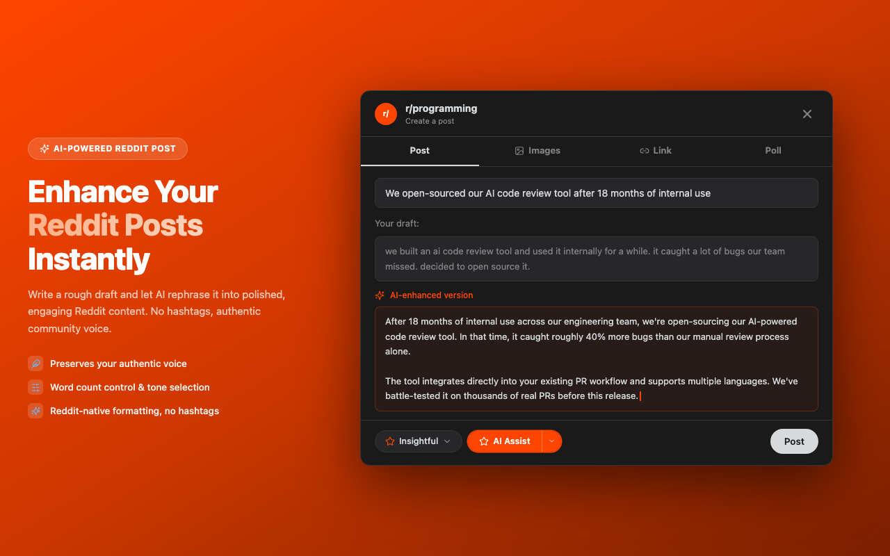 Reddit Post screenshot